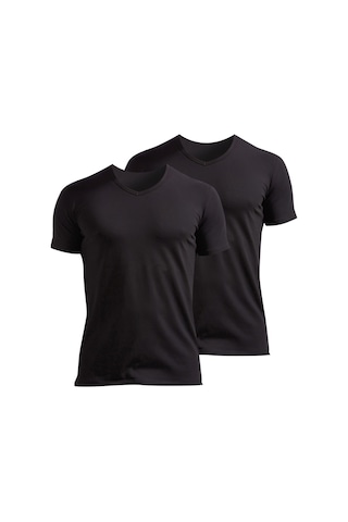 Josejuan 2'li Erkek Atlet V Yaka Yarım Kollu Koton Likralı 1303-2'li Siyah