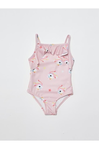 Deep Beach Unicorn Baskılı Fırfır Detaylı Kız Çocuk Mayo Db200721cm Sarı