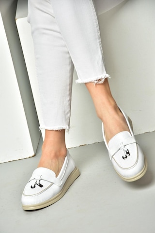 Fox Shoes P555014103 Beyaz Hakiki Deri Kadın Ayakkabı Beyaz