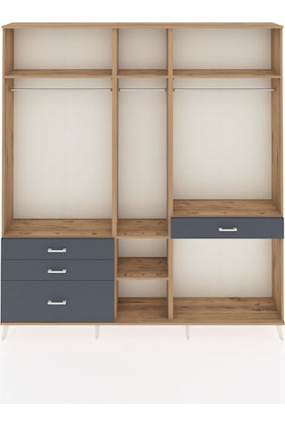Arges Dolap 7 Raflı 4 Çekmeceli 3 Askılı 220x30x243 Çam-çam/antrasit Atlas Çam/antrasıt