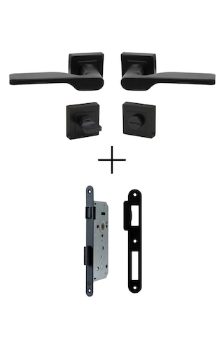 Aragon Siyah Rozetli Kapı Kolu Wc / 40mm Sessiz Wc Kapı Kilidi