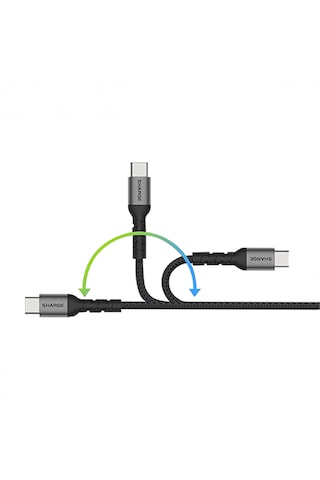 Sharge Örgülü USB-C to USB-C 240W Hızlı Şarj Kablosu - Siyah