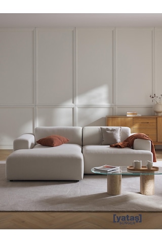 Most Mollista 2 Modül Sol Köşe Koltuk 01 Kırık Beyaz Keten Kumaş