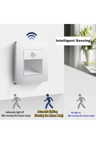 Sıcak Beyaz Kızılötesi Hareket Sensörü Merdiven Işıkları Kapalı Açık Merdiven Basamağı Duvar Lambası 3 W Gömme Led Aplik 55024390 Sıcak Beyaz