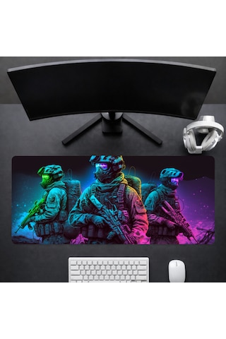90x40 Cm Desenli Oyuncu Gaming Mouse Pad Kaymaz Kauçuk Taban Fare Altlığı Xxl Neonstrike Serisi 01