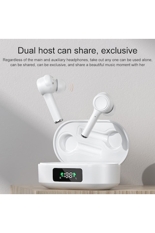 Mı4 Bluetooth 5.0 Led Dijital Ekran Akıllı Gürültü Azaltma Gerçek Kablosuz Bluetooth Kulaklık Beyaz