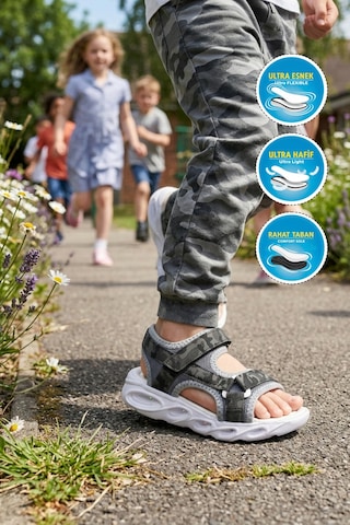 Cool Sage F Siyah Unisex Cırtlı Işıklı Çocuk Sandalet