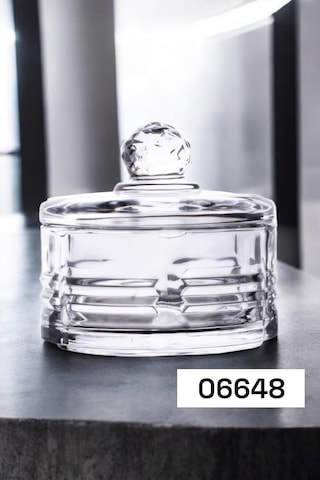 Deconox Lüx Kristal Kapaklı Cam Şekerlik & Cam Lokumluk, Kesme Cam Lüx Şekerlik 10cm 10.5cm - 4 Model 06648 Genel