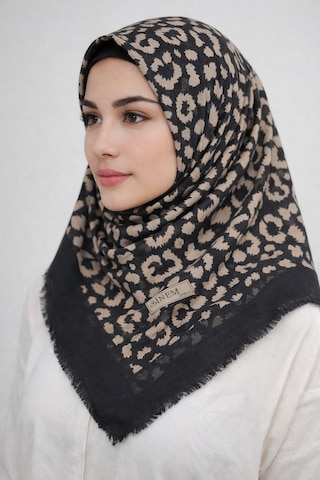 Sinem Emprime Koton Eşarp - Siyah / Karamel-06289 Karamel - Siyah