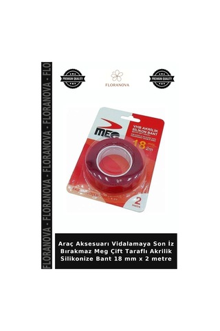 Araç Aksesuarı Vidalamaya Son İz Bırakmaz Meg Çift Taraflı Akrilik Silikonize Bant 18 Mm X 2 Metre Diğer