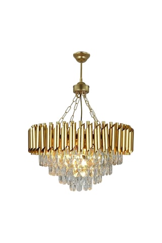 Zamira Varaklı Gold 55 Lik Kristal Taşlı Lüks Avize - Yatak Odası - Salon - Mutfak - Hol Altın