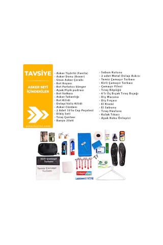 24 Lü Tavsiye Asker Seti - Bedelli Askerlik Seti - Asker Paketi Haki