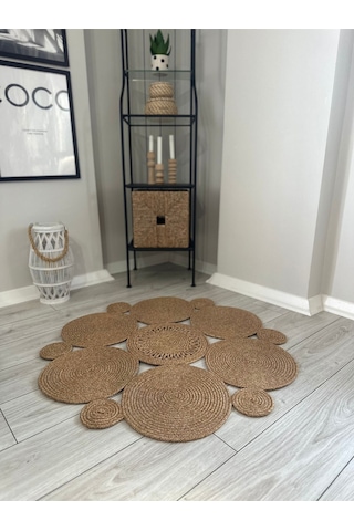 Bohem Jüt El Dokuma Halı Jüt İplik Halı Jüt Doğal Kilim Recycle Kilim Halı Jüt Örme Özel Tasarım Kırcıllı