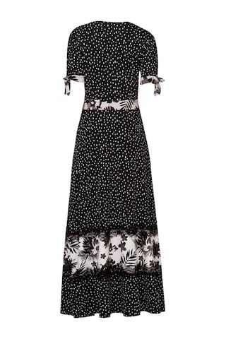 Bulalgiy Kadın Siyah Maxi Dantelli Çiçek Baskılı Elbise - Bga306296-siyah Siyah