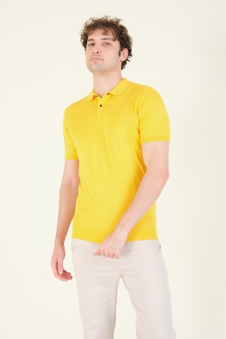 Giyim Dünyası Erkek Yanları Desenli Polo Yaka Merserize T-shirt Sarı 001