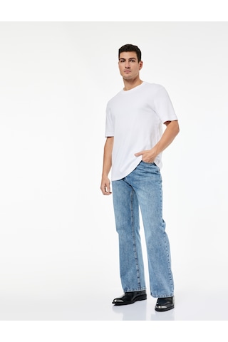 Koton Pamuklu Cepli İspanyol Paça Jean Pantolon Orta İndigo 6wam40193nd İndigo