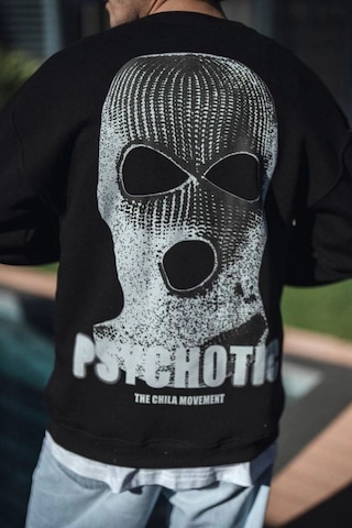 Efnaz Style Kışlık Bisiklet Yaka Baskılı Sweatshirt - Siyah
