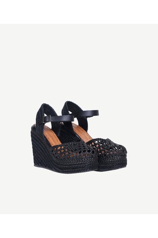 Yargıcı Deri Örgü Dolgu Tabanlı Espadril 26ykay4019x 001 Siyah