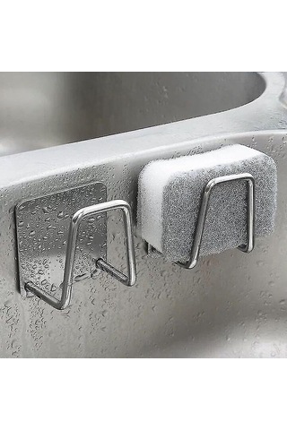 Fosenze Paslanmaz Çelik 4'lü Mutfak Sünger Tutucu, Kendinden Yapışkanlı Kurutma Askısı Ve Duvar Askısı Seti Diğer