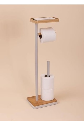 The Mia Bambu Tepsili Tuvalet Kağıdı Standı Gri Glv0758 Gri