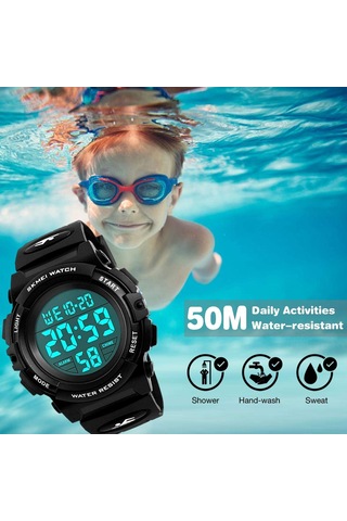 Çocuklar İçin Dijital Spor Saati Erkek Kız Erkek Su Geçirmez Günlük Elektronik Analog Kuvars 7 Renkli Led Saatler Alarm Kronometre Silikon Bant Aydınlık D Diğer