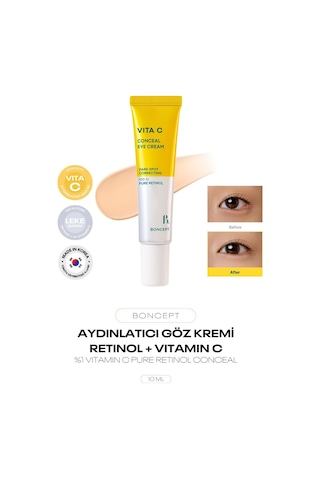 Retinol Ve C Vitamini İçeren Aydınlık Görünüm Sağlayan Conceal Göz Kremi Vita C Eye Cream