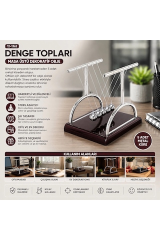 Balance Balls Büyük Newton - Metal Denge Topları Masa Üstü 5047 Belirtilmemiş
