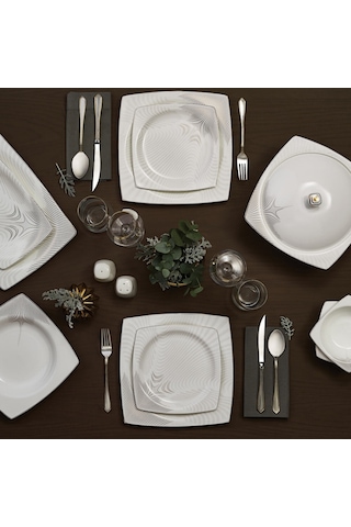 Karaca  Square Bone Together Alone 60 Parça 12 Kişilik Yemek Takımı