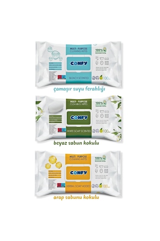 Confy Yüzey Temizlik Havlusu 3 Lü 3 Ferah Koku, 100x3