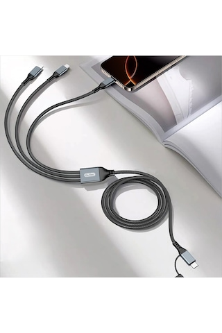 Go Des Gd-uc806 Hızlı Şarj Kablosu 3in2 Lightning Type-c Type-c 100w 1m Gri