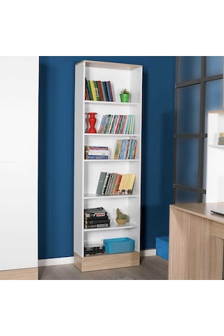 Adore Base Genç Odası 6 Raflı Kitaplık - İtalyan Meşe Beyaz