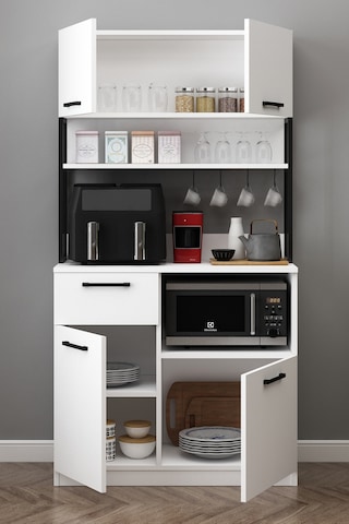 Ervin Kahve Köşesi Airfry Kiler Dolabı Beyaz Beyaz