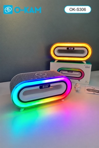 O-kam Ok-s306 Bluetooth Rgb Saatli Kablosuz Şarjlı Hoparlör
