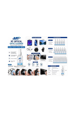 Mt Optical Cleaner Gözlük Ve Ekran Temizleyici Sprey, 50 Ml, Alkol İçermez, Tablet, Telefon, Tv, Kamera Lens İçin, 20'li Set