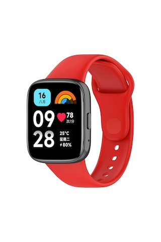 Ekılıf - Xiaomi Redmi Watch 3 Active Uyumlu - Kordon Klasik Silikon Kordon - Kırmızı