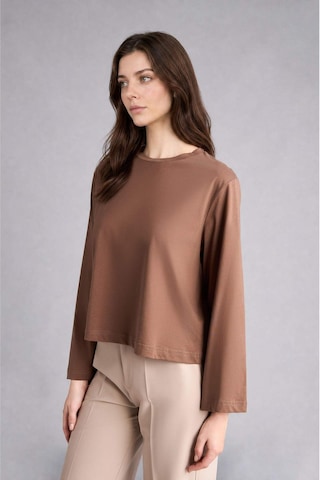 Defacto %100 Pamuk Relax Fıt Penye Uzun Kollu Kahverengi Tunik H7196ax26smbn254 Kahve-bn254