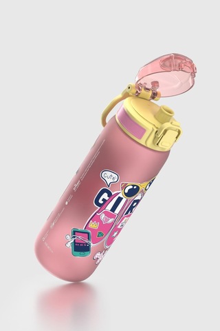 Renga Rybo-x Soft Touch Desenli 630 Ml Tritan Çocuk Matara 912162 Pembe Pembe