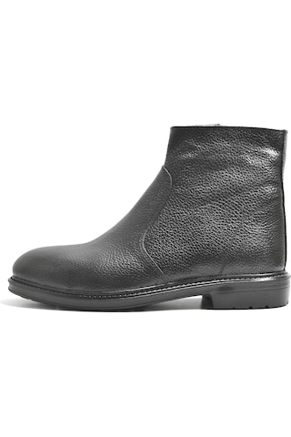 Onlo Ayakkabı Kn.0663 Deri Siyah Kürk Fermuarlı Klasik Erkek Bot Siyah