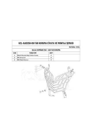 Moto Üçel Bajaj Dominar 250 Ve Dominar 400 Uyumlu Far Koruma