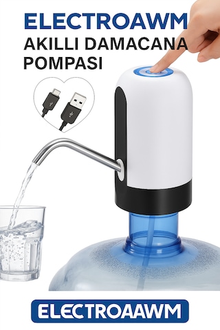 Şarjlı Damacana Pompası Usb Şarjlı, Otomatik Su Pompası BEYAZ