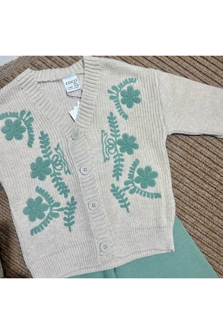 Noble Kids Kız Çocuk Triko Hırka Ve Pantolon Takım Yeşil
