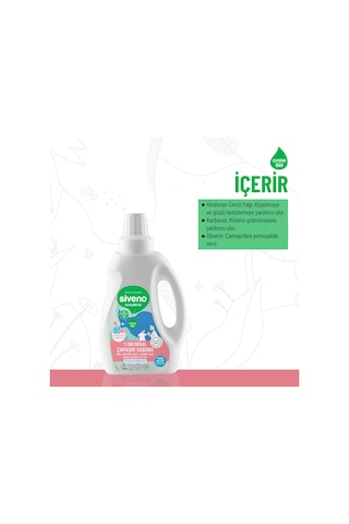 Siveno %100 Doğal Bebek Çamaşır Sabunu Kendinden Yumuşatıcılı Bitkisel Deterjan Konsantre 750 ml X2 Adet