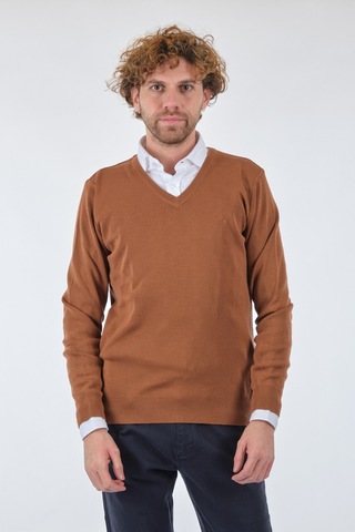 De Blasıo V Yaka Uzun Kollu Çikolata Erkek Kazak 222340020 Tarçın