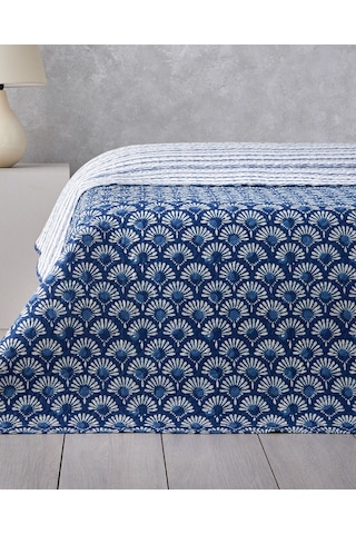English Home Aquatic Flowers King Size Çok Amaçlı Örtü 240x220 Cm Lacivert Lacivert