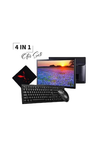 Ev-ofis-iş Okul-öğrenci-ödev Bilgisayarı Seti : 19" Sesli Monitör + Klavye & Mouse Set + Mousepad