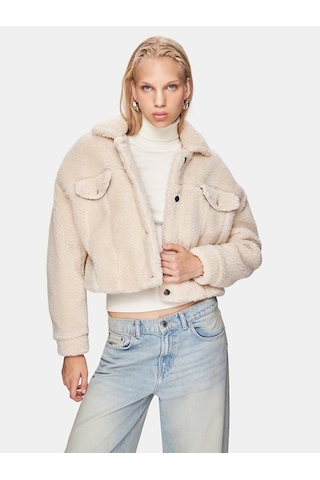 Ltb Peluş Düğmeli Dokuma Beyaz Mont 011254400025018 105 Beyaz