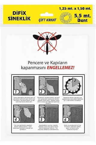 Tak Çıkar Çift Kanat Sineklik Pratik Sinek Koruyucu 150x130 Cm 130x150