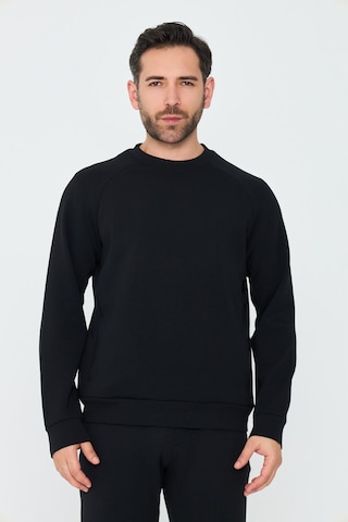 White Stone Siyah Pamuklu Erkek Basic Sweatshirt