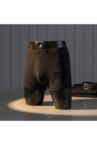 Bonbon Erkek Flok Panter Baskılı Siyah Renk Boxer Bb2764