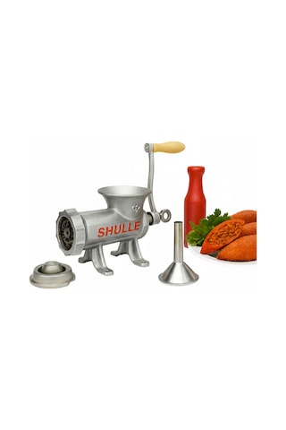Shulle No 22 Kıyma Makinesi Kollu Tokmak+sucuk Hunisi+içli Köfte Aparatı Dahildir Metal